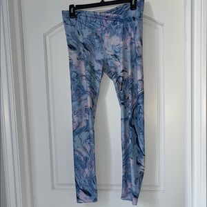 SO Women's Marble Pattern Leggings - Blue and Pink